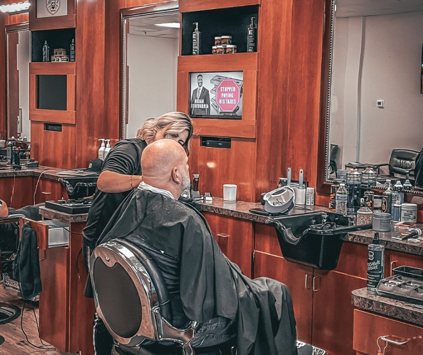 man in barbers chair